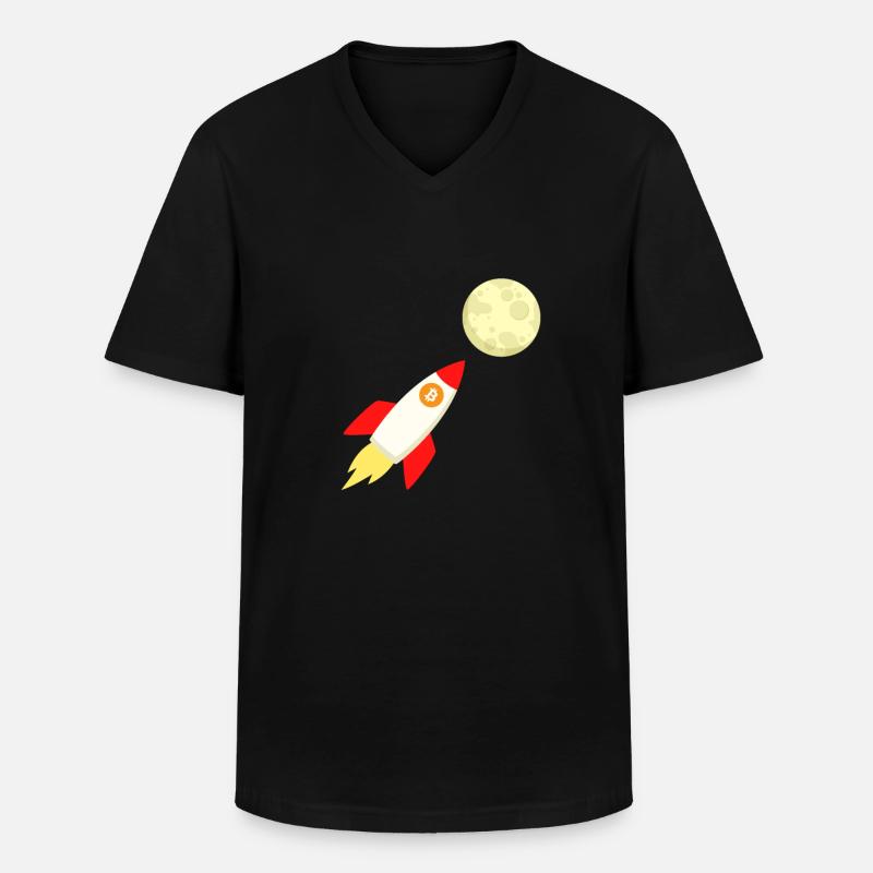 Bitcoin to the moon - Männer-T-Shirt mit V-Ausschnitt - Schwarz