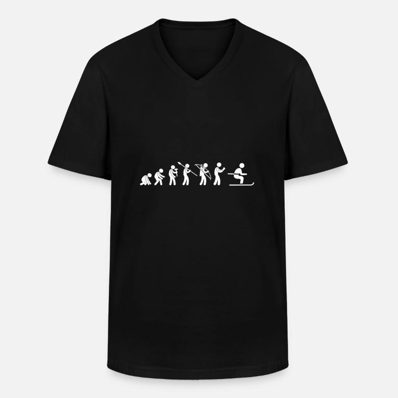 Ski evolution - Men's V-Neck T-Shirt - black