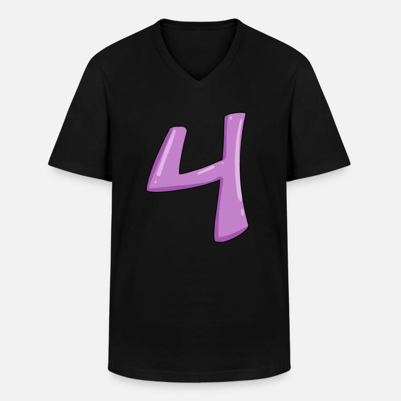 Numero 4 cifre numeriche - Maglietta da uomo classica con scollo a V - nero