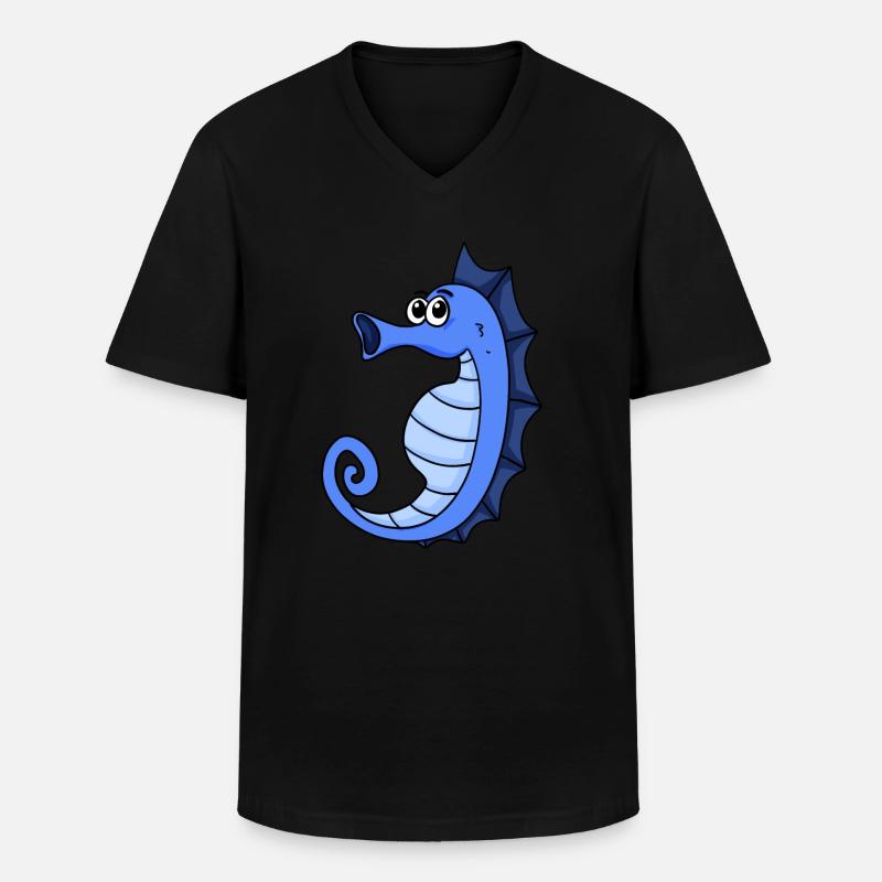Seepferd - Männer-T-Shirt mit V-Ausschnitt - Schwarz