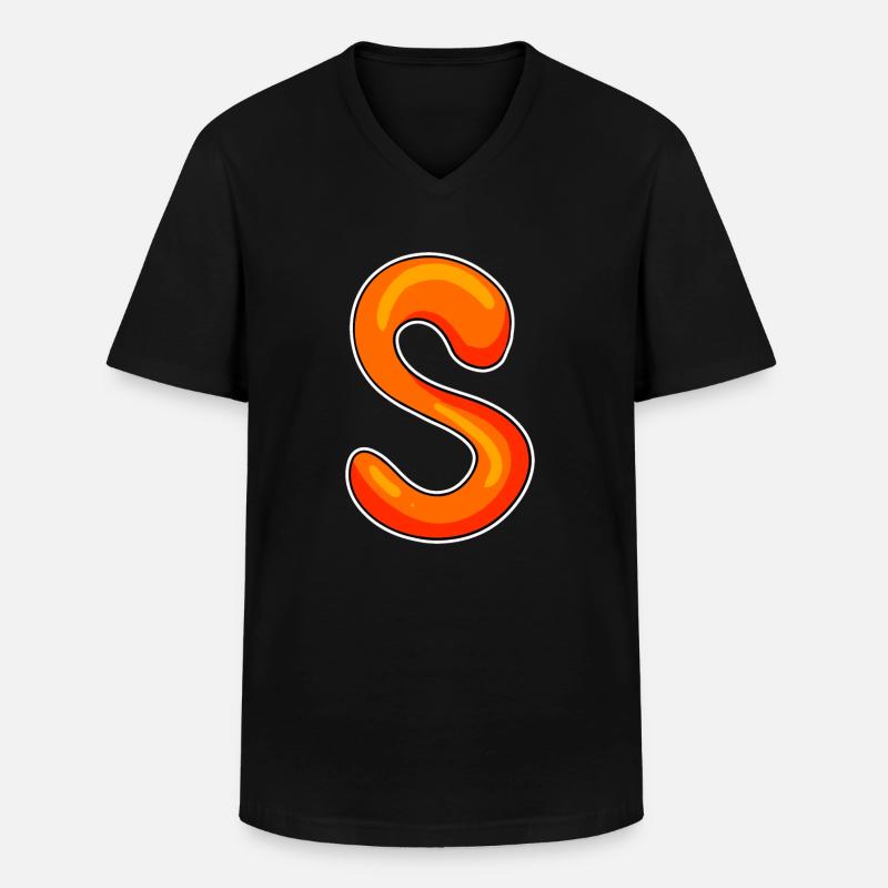 Buchstabe S - Männer-T-Shirt mit V-Ausschnitt - Schwarz
