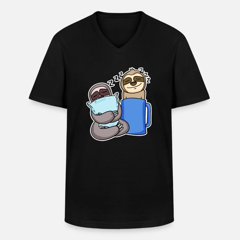 Faultiere - Männer-T-Shirt mit V-Ausschnitt - Schwarz