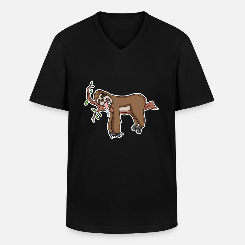 Faultier lustig - Männer-T-Shirt mit V-Ausschnitt - Schwarz
