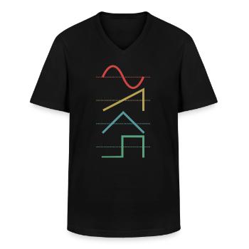 Vintage Analog Synthesizer Techno Waveform - Synth - Männer-T-Shirt mit V-Ausschnitt - Schwarz - Vorne - AI Model Male 178 dark (178cm)
