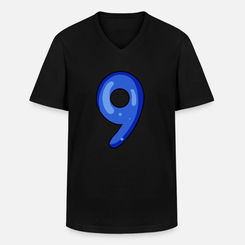 9 - Männer-T-Shirt mit V-Ausschnitt - Schwarz