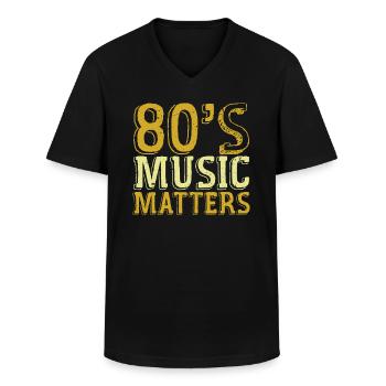 80s Music Rocks - Men's V-Neck T-Shirt - black - Front - AI Model Male 178 dark (178cm)