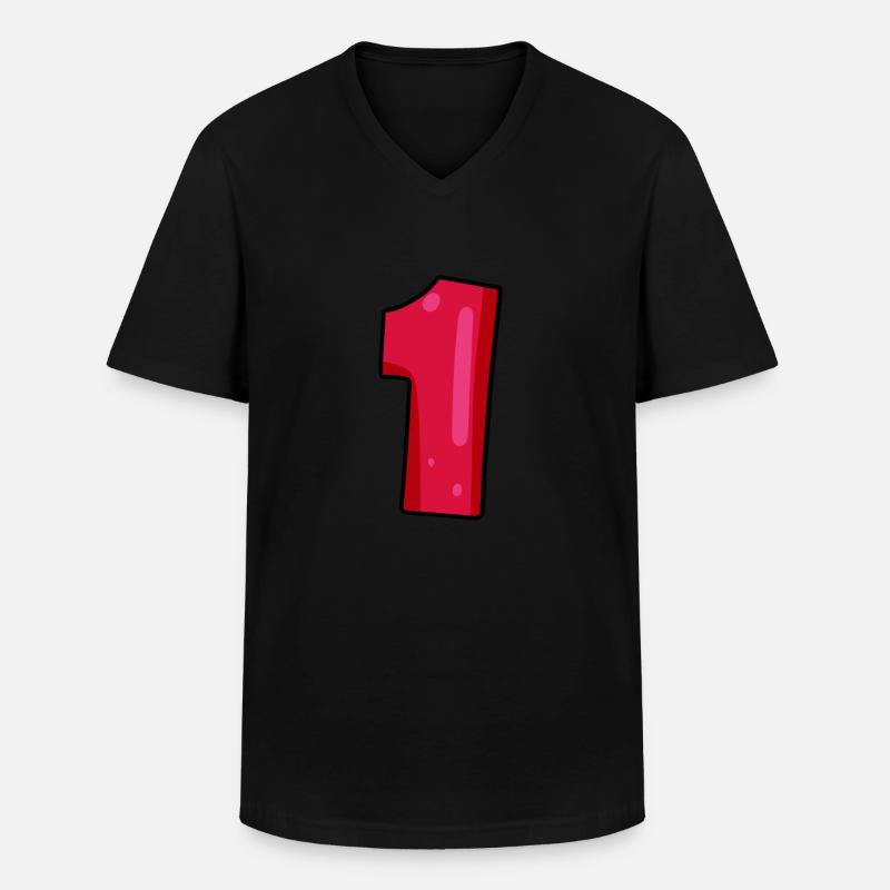 1 - Männer-T-Shirt mit V-Ausschnitt - Schwarz