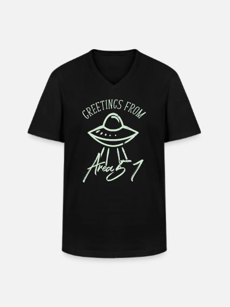 Alien Ufo - Men's V-Neck T-Shirt - black