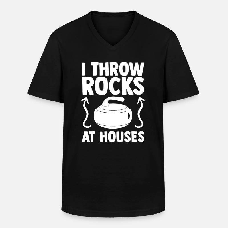 Curling - Männer-T-Shirt mit V-Ausschnitt - Schwarz