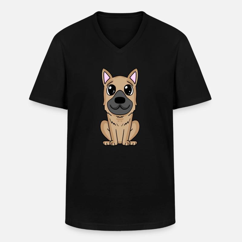 Deutscher Schäferhund - Männer-T-Shirt mit V-Ausschnitt - Schwarz