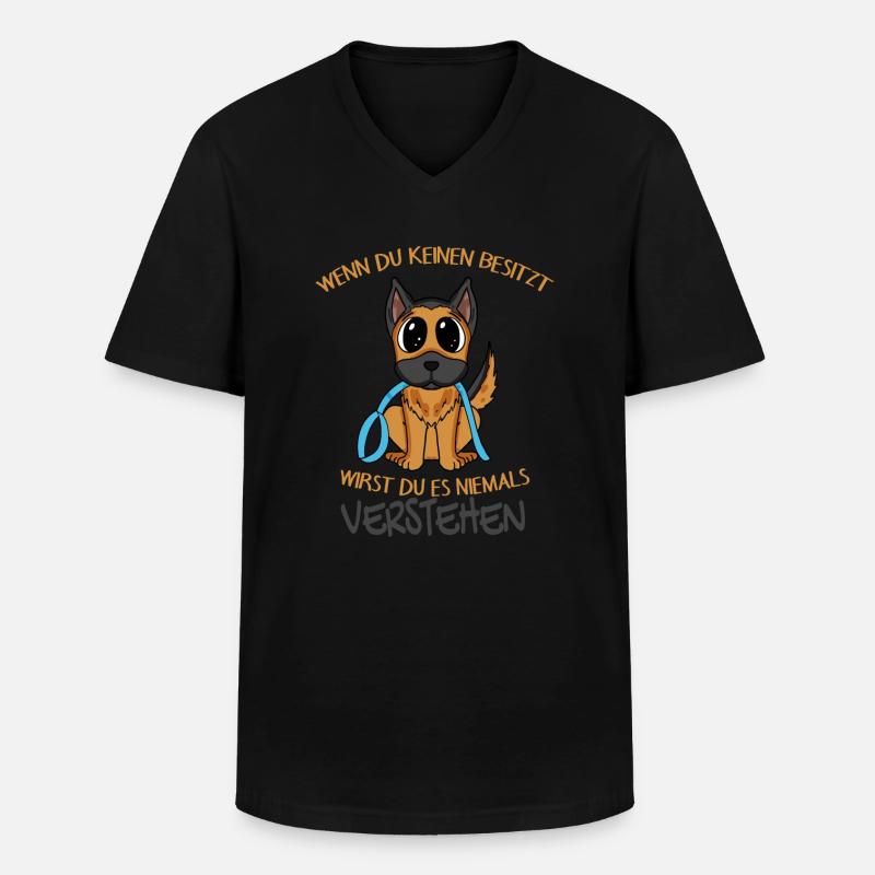 Deutscher Schäferhund - Männer-T-Shirt mit V-Ausschnitt - Schwarz