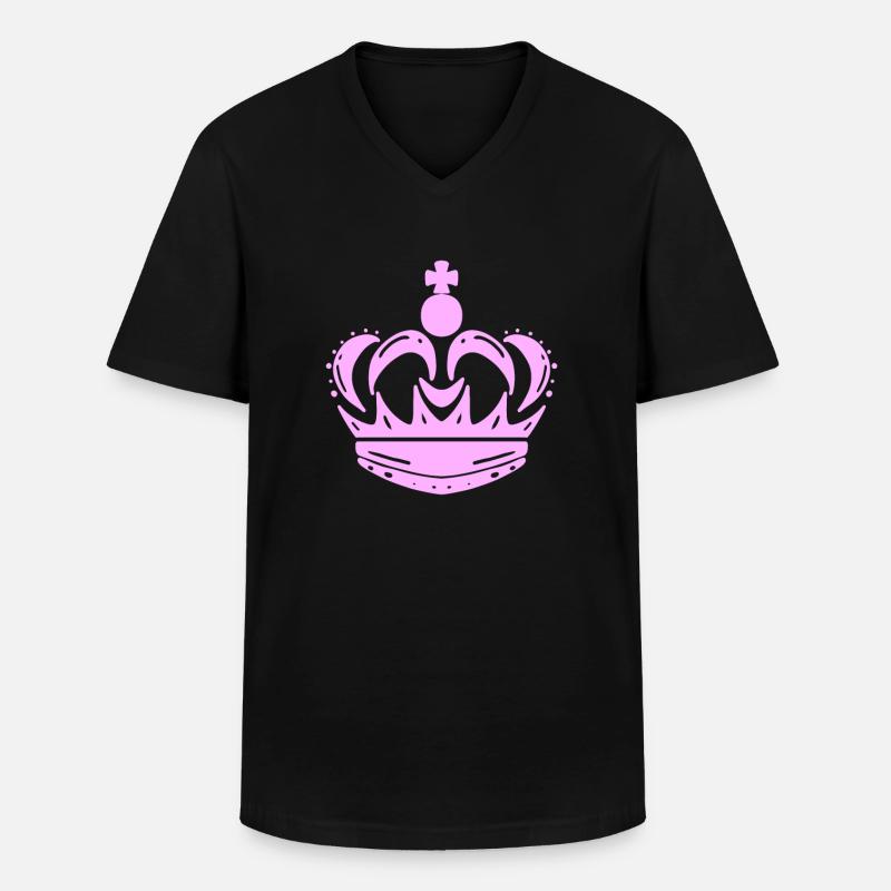 Krone Rosa - Männer-T-Shirt mit V-Ausschnitt - Schwarz