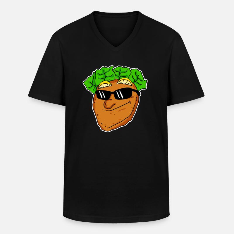 Cooles Schnitzel mit Sonnenbrille - Männer-T-Shirt mit V-Ausschnitt - Schwarz