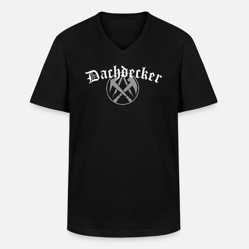 Dachdecker mit Logo - Männer-T-Shirt mit V-Ausschnitt - Schwarz