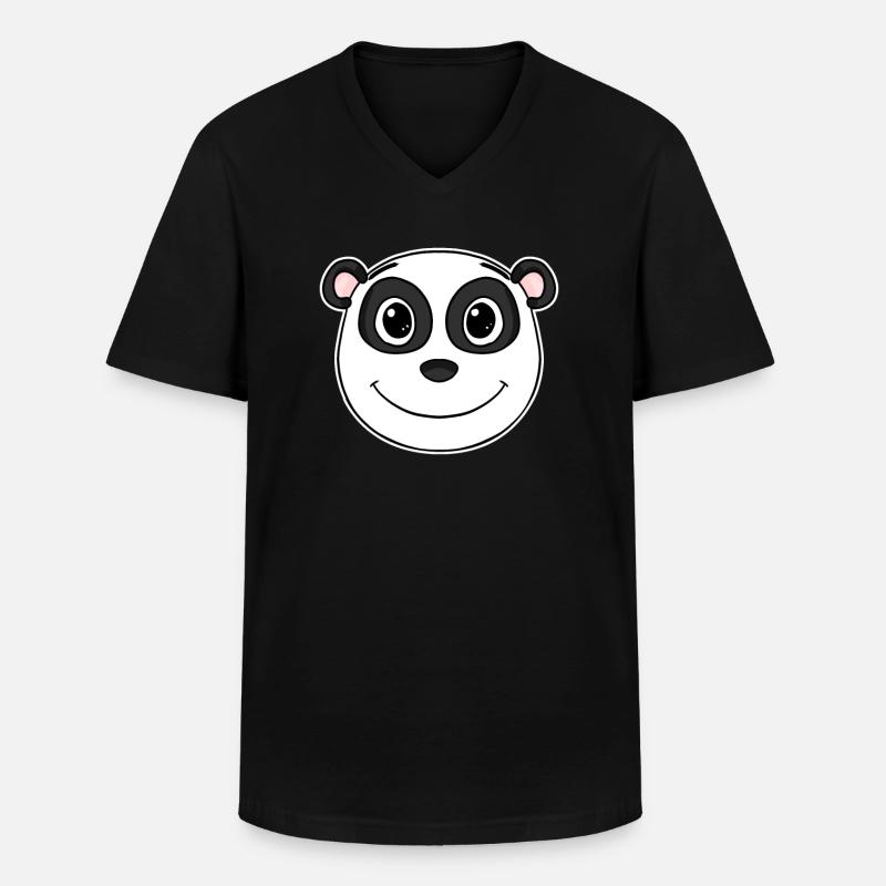 Panda - Männer-T-Shirt mit V-Ausschnitt - Schwarz