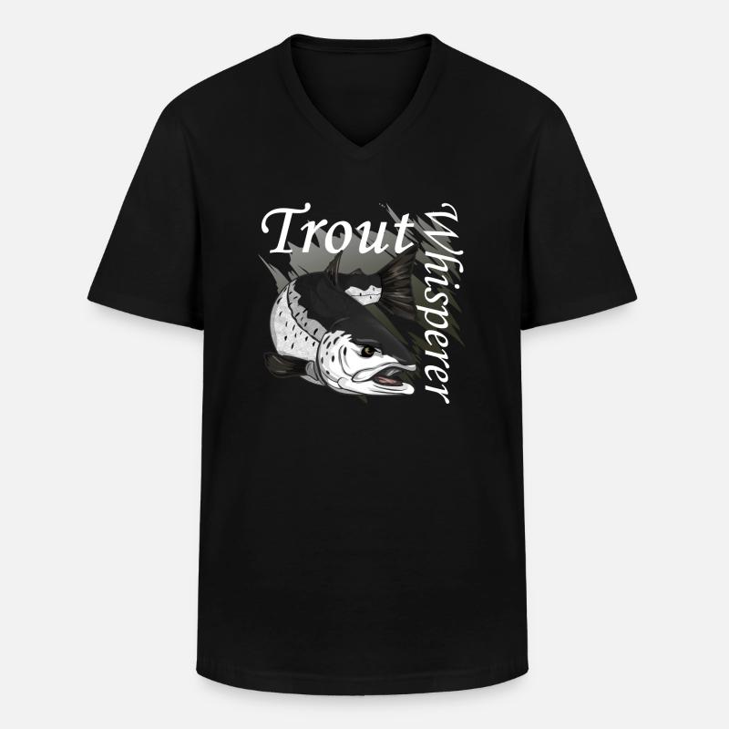Forellen Flüsterer - Männer-T-Shirt mit V-Ausschnitt - Schwarz