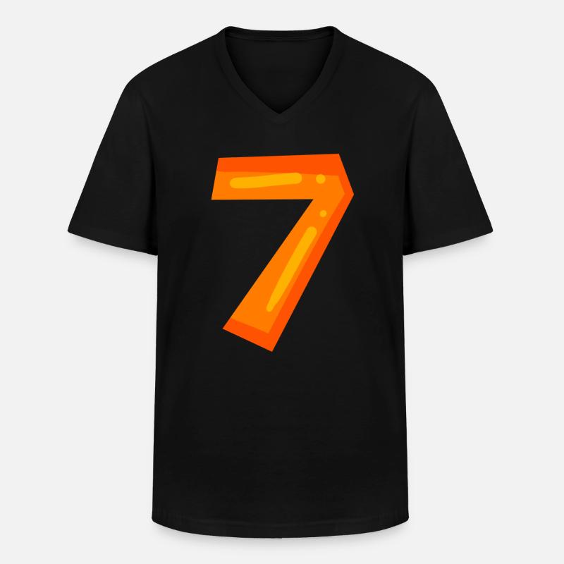 7 - Männer-T-Shirt mit V-Ausschnitt - Schwarz