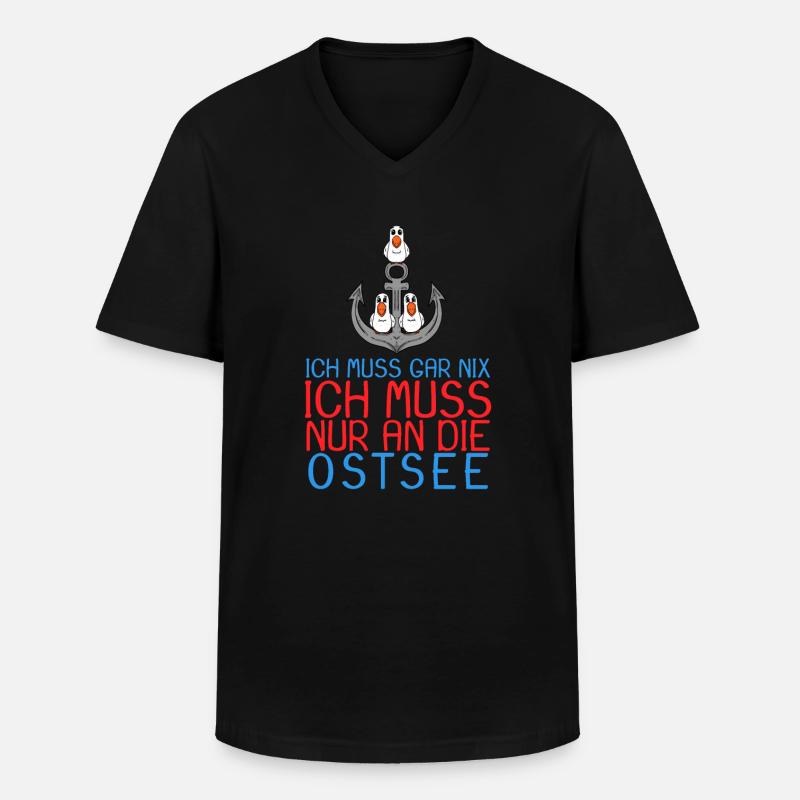Ostsee Anker Möwe Geschenk - Männer-T-Shirt mit V-Ausschnitt - Schwarz