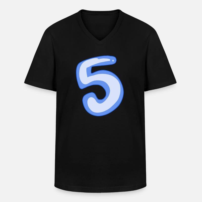 5 Blau - Männer-T-Shirt mit V-Ausschnitt - Schwarz