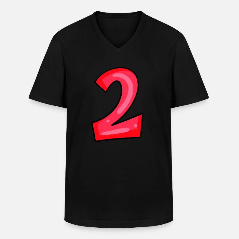 2 rot - Männer-T-Shirt mit V-Ausschnitt - Schwarz