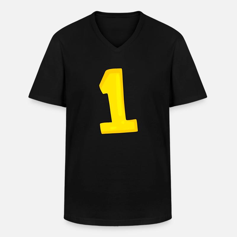 1 gelb - Männer-T-Shirt mit V-Ausschnitt - Schwarz