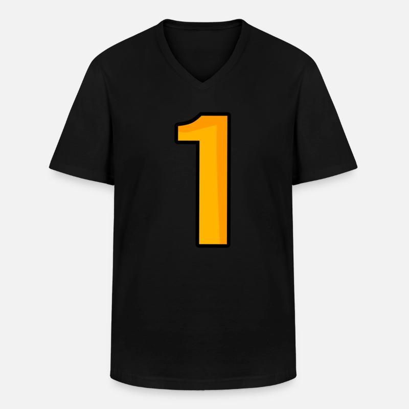 Nummer 1 - Männer-T-Shirt mit V-Ausschnitt - Schwarz
