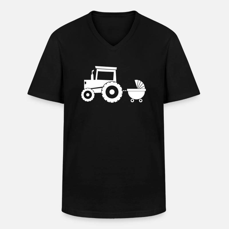 Traktor mit Babywagen - Männer-T-Shirt mit V-Ausschnitt - Schwarz