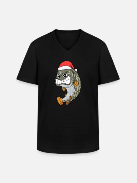 Pike Fish Christmas - Men's V-Neck T-Shirt - black