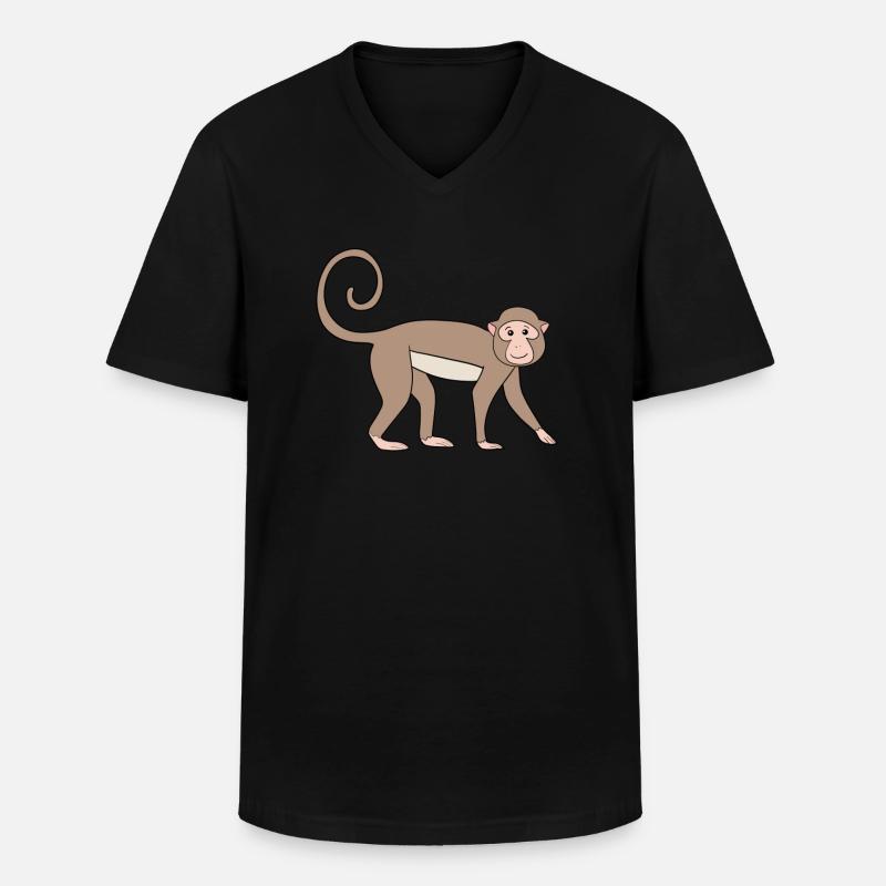 Büschelaffe Affe - Männer-T-Shirt mit V-Ausschnitt - Schwarz