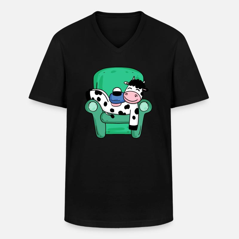 Kuh - Männer-T-Shirt mit V-Ausschnitt - Schwarz
