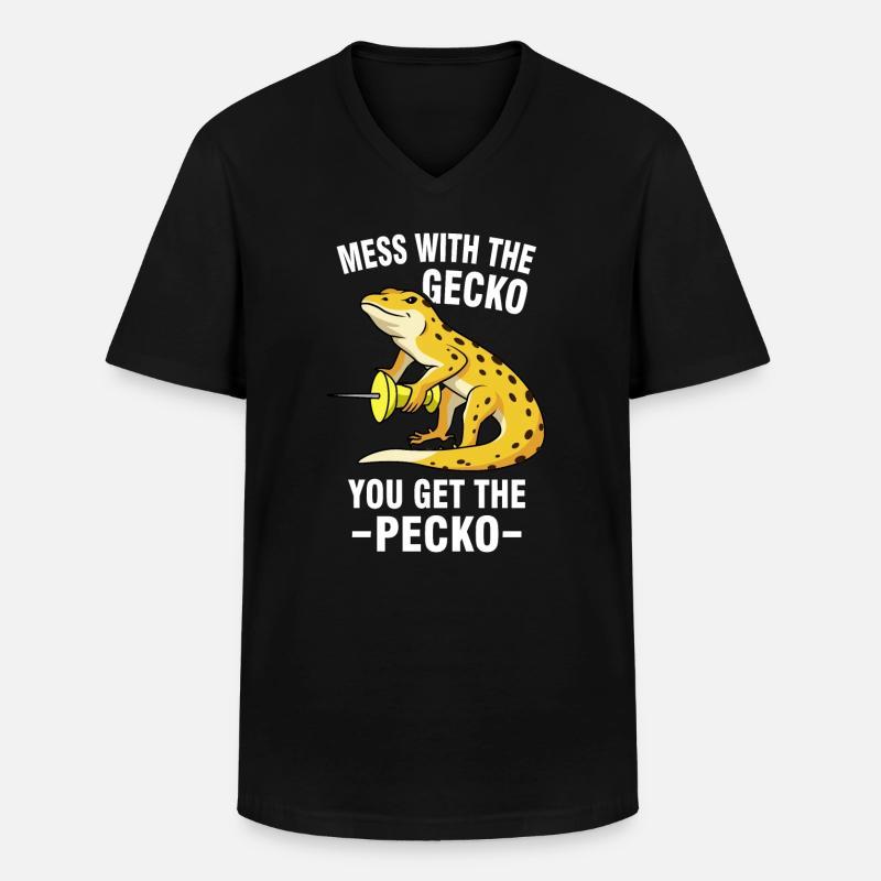 Gecko Meme - Männer-T-Shirt mit V-Ausschnitt - Schwarz