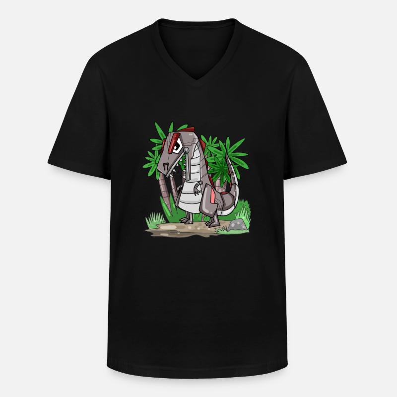 Dinosaurier Roboter - Männer-T-Shirt mit V-Ausschnitt - Schwarz