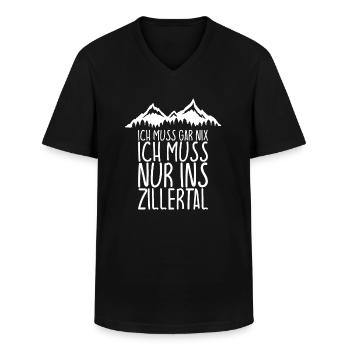 Ich muss gar nix Ich Muss nur ins ZILLERTAL - Männer-T-Shirt mit V-Ausschnitt - Schwarz - Vorne - AI Model Male 178 dark (178cm)