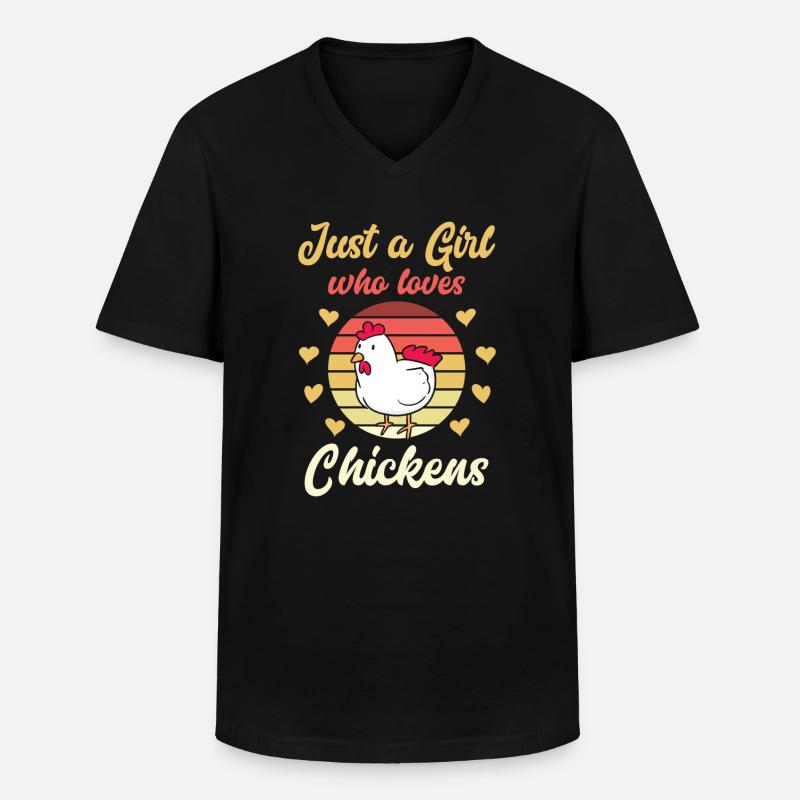 Huhn Hühner Mädchen - Männer-T-Shirt mit V-Ausschnitt - Schwarz