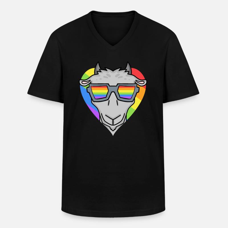 LGBT Tier Ziege Regenbogen - Männer-T-Shirt mit V-Ausschnitt - Schwarz