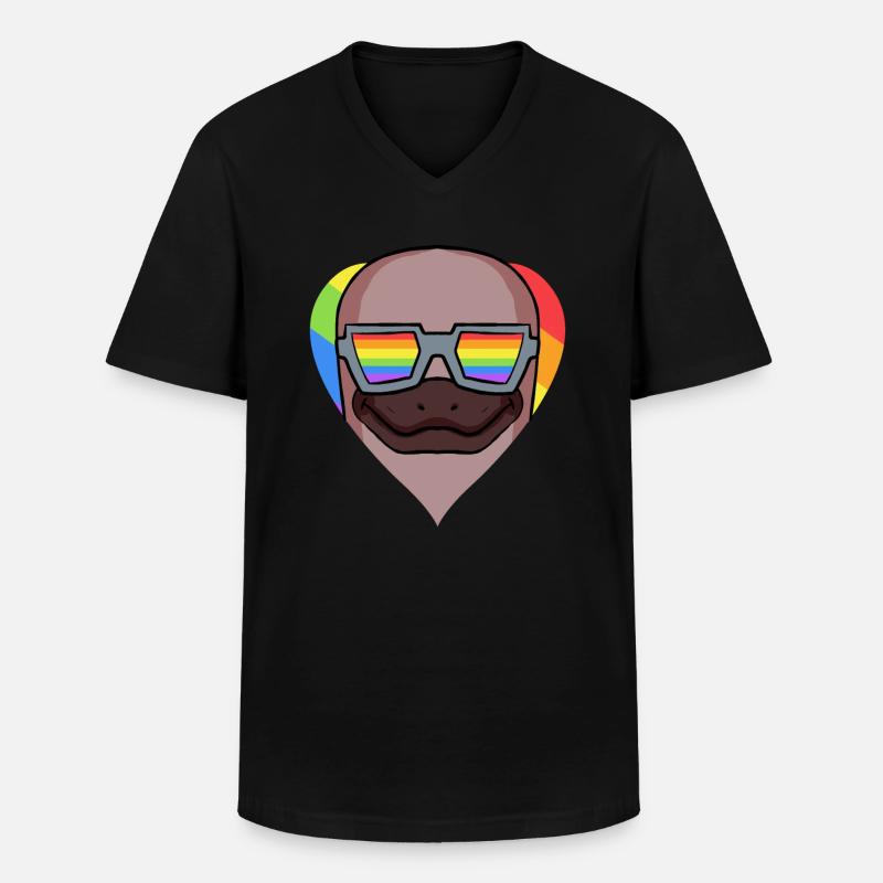 LGBT Tier Schnabeltier Regenbogen - Männer-T-Shirt mit V-Ausschnitt - Schwarz