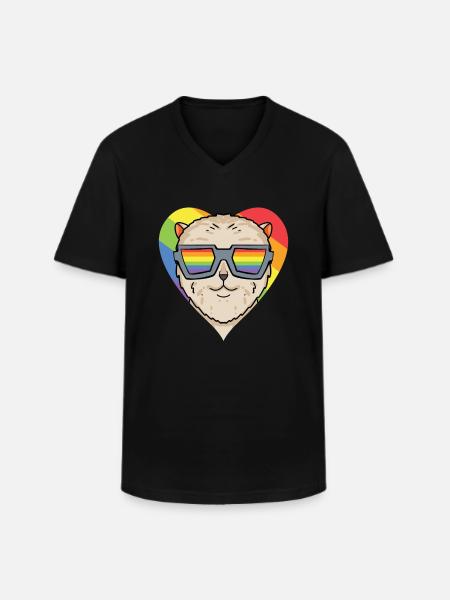 LGBT Dog Dwarf Spitz Rainbow - Men's V-Neck T-Shirt - black