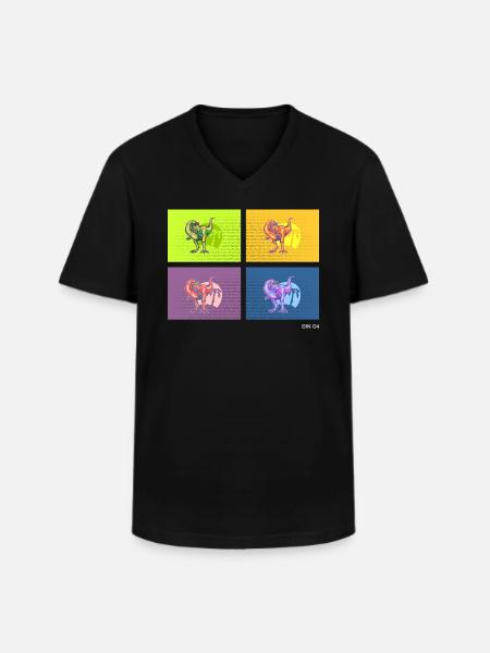 DIN O4 (Saurier-Pop-Art-Edition) - Männer-T-Shirt mit V-Ausschnitt - Schwarz
