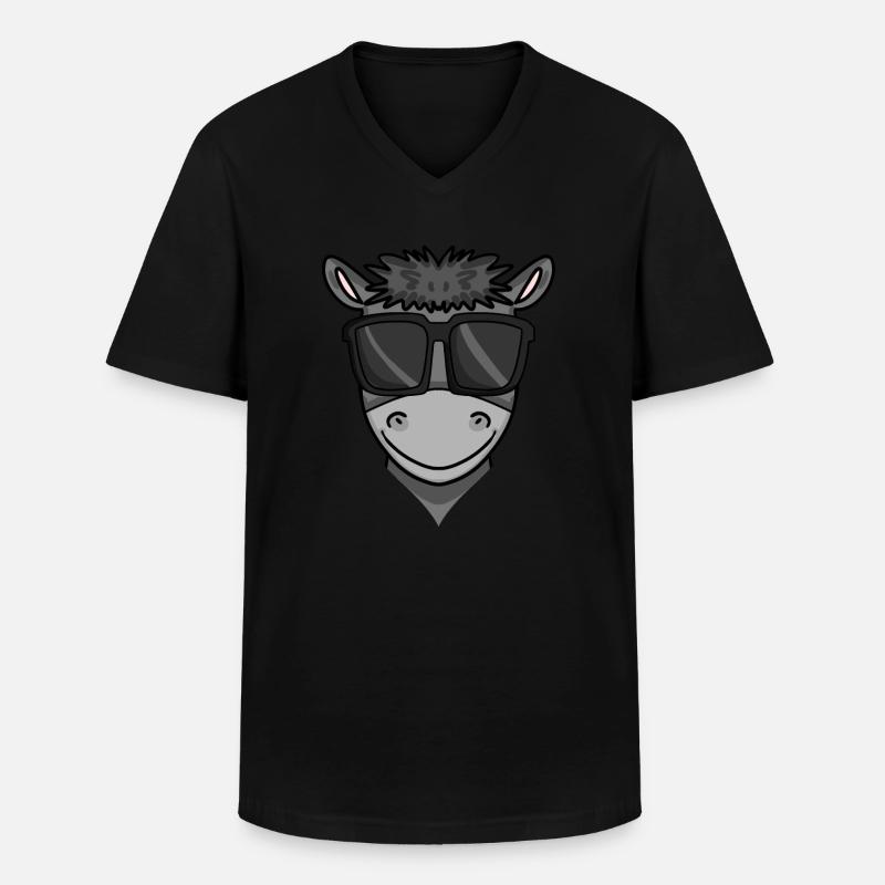 Cooler Esel mit Sonnenbrille - Männer-T-Shirt mit V-Ausschnitt - Schwarz