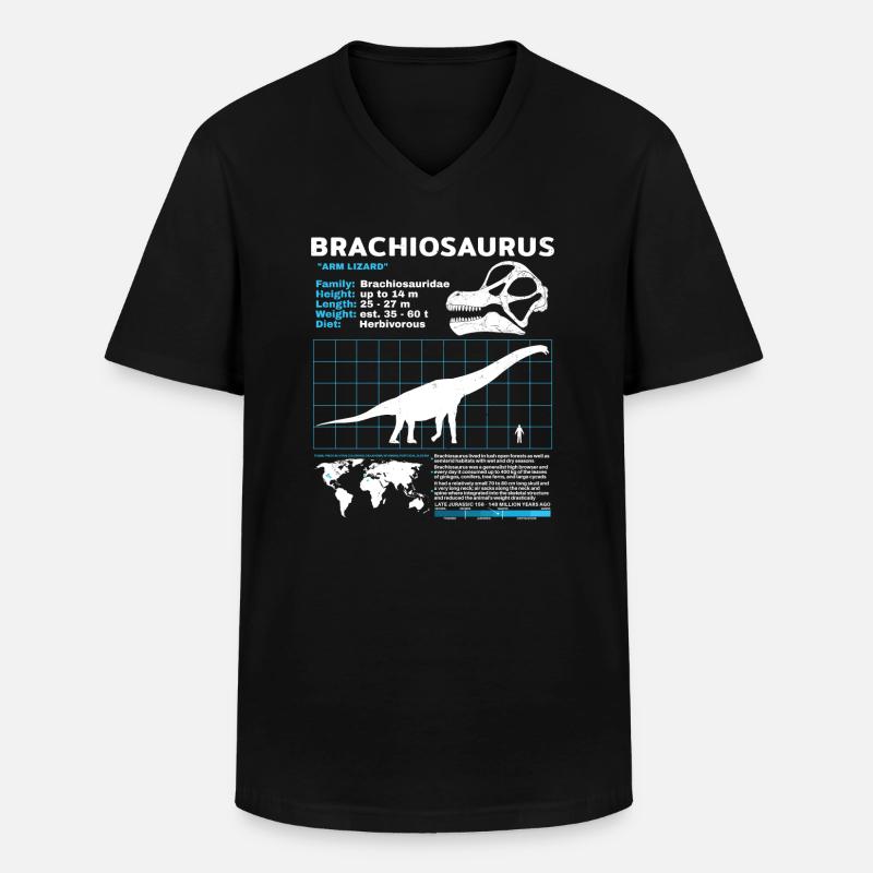 Brachiosaurus Datenblatt - Männer-T-Shirt mit V-Ausschnitt - Schwarz