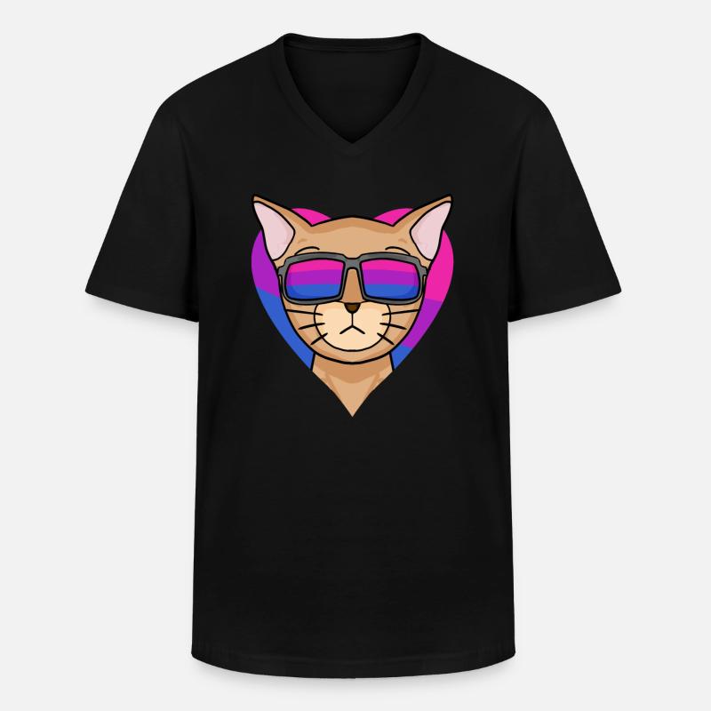 Bisexuell Abessinierkatze Katze Geschenk - Männer-T-Shirt mit V-Ausschnitt - Schwarz
