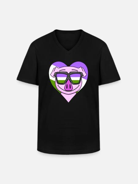 Genderqueer Pig - Men's V-Neck T-Shirt - black