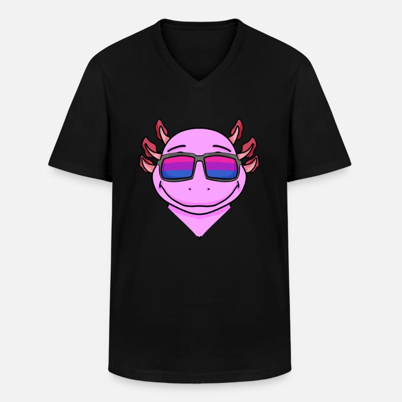 Bisexuell Axolotl Geschenk - Männer-T-Shirt mit V-Ausschnitt - Schwarz