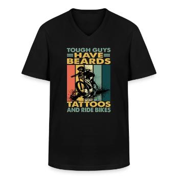 Tough Guys Have Beards Tattoos And Ride Bikes - Männer-T-Shirt mit V-Ausschnitt - Schwarz - Vorne - AI Model Male 178 dark (178cm)
