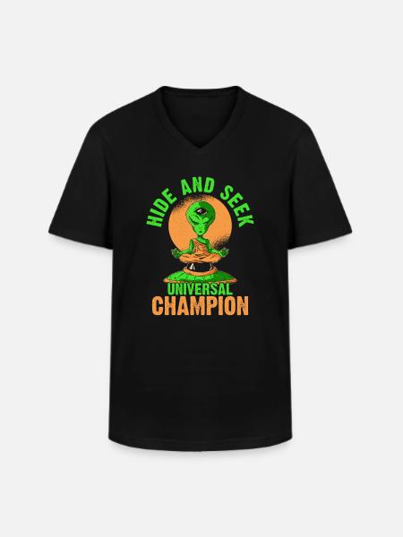 Hide and search Champ Funny - Men's V-Neck T-Shirt - black