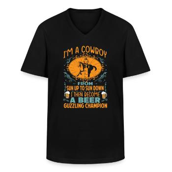 I'm A Cowboy From Sun Up To Sun Down - Western - Männer-T-Shirt mit V-Ausschnitt - Schwarz - Vorne - AI Model Male 178 dark (178cm)