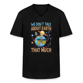 We Don't Talk About Earth That Much - Planets - Men's V-Neck T-Shirt - black - Front - AI Model Male 178 dark (178cm)