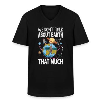 We Don't Talk About Earth That Much - Planets - Men's V-Neck T-Shirt - black - Front - AI Model Male 178 dark (178cm)