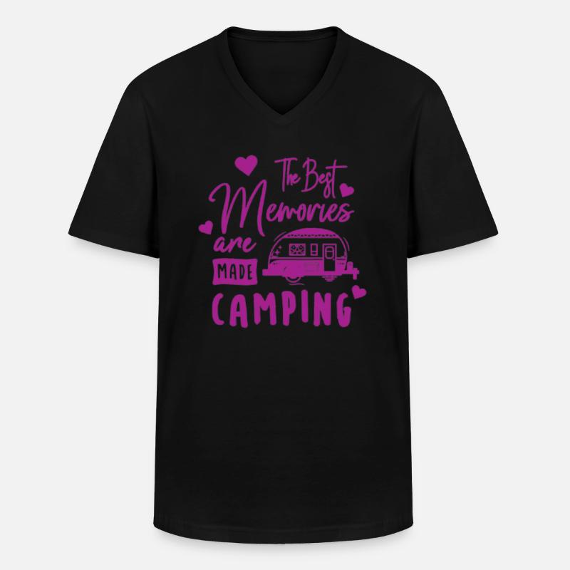 Camping Erinnerungen Wandershirt - Männer-T-Shirt mit V-Ausschnitt - Schwarz