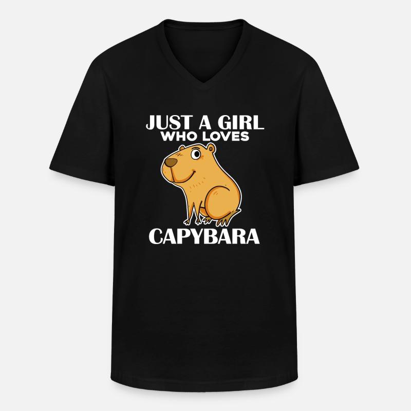 Capybara Mädchen Spruch - Männer-T-Shirt mit V-Ausschnitt - Schwarz